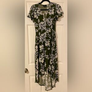 Fortune & Ivy Olive Green Floral Dress